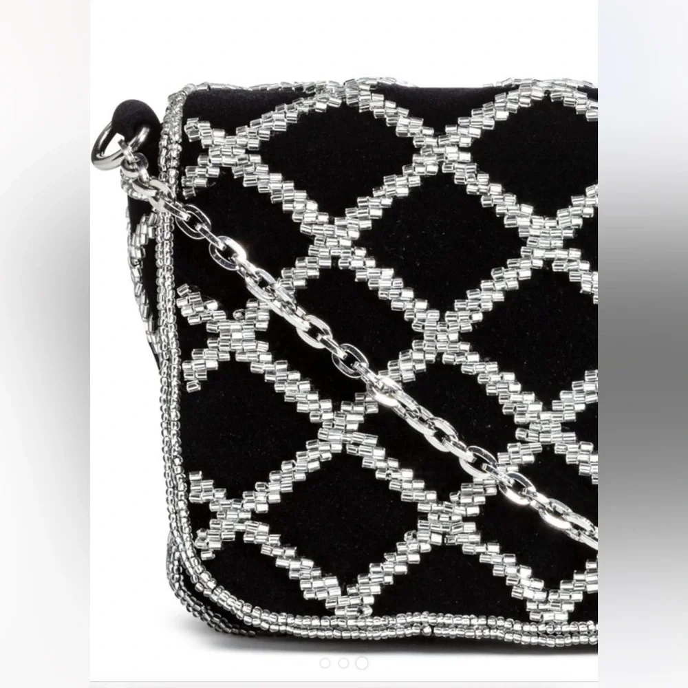 NWT H & M Black Beaded Shoulder Bag - Picture 3 of 17